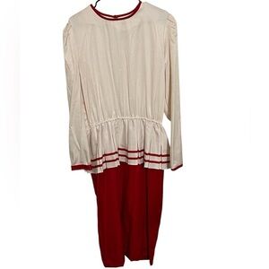 CHELSEA LTD Women's Red and White Dress  Size 16 Vintage Made in USA